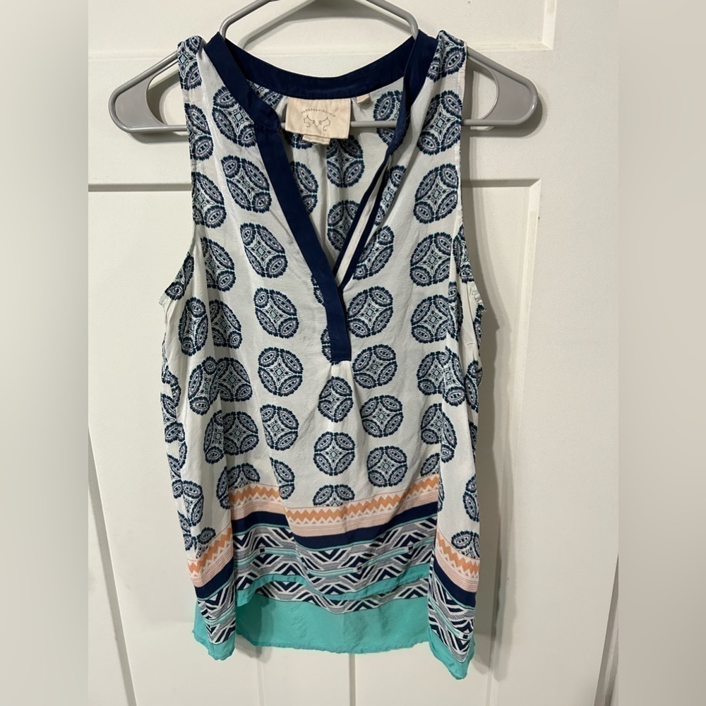 Anthropologie Vanessa Virginia Size S 100% Silk Finn Tank Top